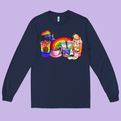 Pride Coffee Cups Long Sleeve Tee Designed By Adodesignshop