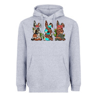 Heather Grey leopard cowhide turquoise cactus bunny's Heavyweight Hoodie - JahusDesignShop