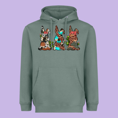Leopard Cowhide Turquoise Cactus Bunny's Heavyweight Hoodie Designed By Jahusdesignshop