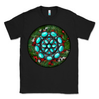 Black Christmas Round Turquoise Gemstone Classic Tee - RanaPortraitStore