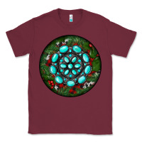 Burgundy Christmas Round Turquoise Gemstone Classic Tee - RanaPortraitStore