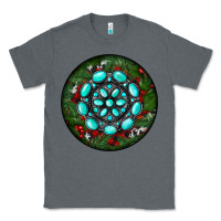 Charcoal Heather Christmas Round Turquoise Gemstone Classic Tee - RanaPortraitStore
