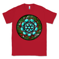 Red Christmas Round Turquoise Gemstone Classic Tee - RanaPortraitStore