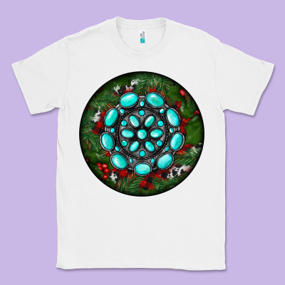 Christmas Round Turquoise Gemstone Classic Tee Designed By Ranaportraitstore