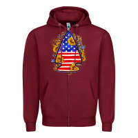 Burgundy American flag arrowhead Zipper Hoodie - Neo Western