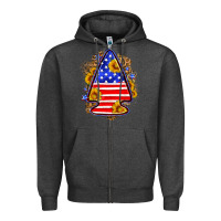Charcoal Heather American flag arrowhead Zipper Hoodie - Neo Western