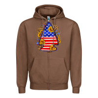 Chestnut American flag arrowhead Zipper Hoodie - Neo Western