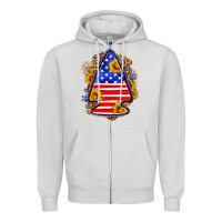 Dove Grey American flag arrowhead Zipper Hoodie - Neo Western