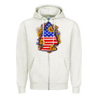 Oatmeal Heather American flag arrowhead Zipper Hoodie - Neo Western