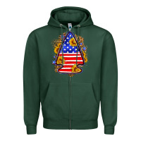 Sports Green American flag arrowhead Zipper Hoodie - Neo Western