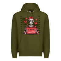 Army Green i steal hearts skeleton valentine's day Premium Hoodie - MaliasSmallBusiness