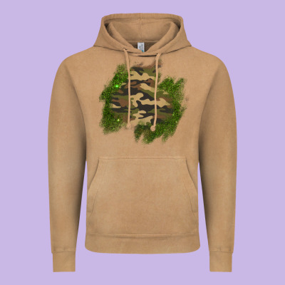 Camouflage Glitter Patch Vintage Hoodie Designed By Adodesignshop