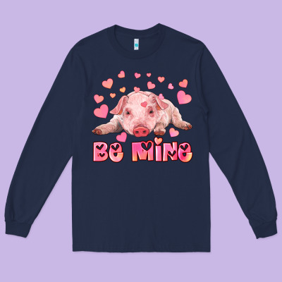 Be Mine Baby Pig Long Sleeve Tee Designed By Ranaportraitstore