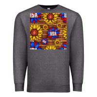 Charcoal Heather usa sunflower seamless pattern Premium Sweatshirt - BundleAndBundleShop