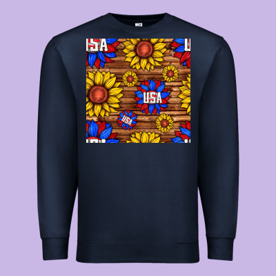 Usa Sunflower Seamless Pattern Premium Sweatshirt Designed By Bundleandbundleshop