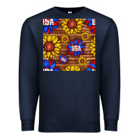 Navy usa sunflower seamless pattern Premium Sweatshirt - BundleAndBundleShop