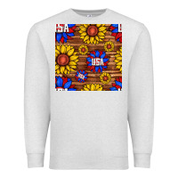 Oatmeal Heather usa sunflower seamless pattern Premium Sweatshirt - BundleAndBundleShop