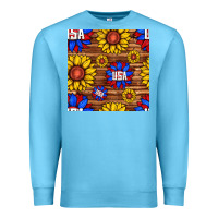 Ocean Blue usa sunflower seamless pattern Premium Sweatshirt - BundleAndBundleShop
