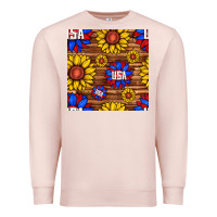 Pale Pink usa sunflower seamless pattern Premium Sweatshirt - BundleAndBundleShop
