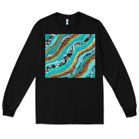 Black turquoise brushstrokes with leopard and cowhide Long Sleeve Tee - RanaPortraitStore