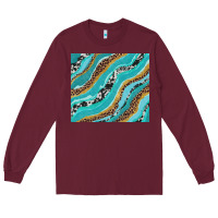 Burgundy turquoise brushstrokes with leopard and cowhide Long Sleeve Tee - RanaPortraitStore