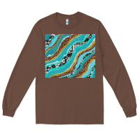 Chestnut turquoise brushstrokes with leopard and cowhide Long Sleeve Tee - RanaPortraitStore