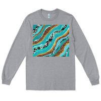 Heather Grey turquoise brushstrokes with leopard and cowhide Long Sleeve Tee - RanaPortraitStore