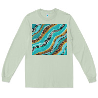 Matcha turquoise brushstrokes with leopard and cowhide Long Sleeve Tee - RanaPortraitStore