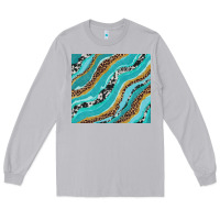 Moon Dust turquoise brushstrokes with leopard and cowhide Long Sleeve Tee - RanaPortraitStore