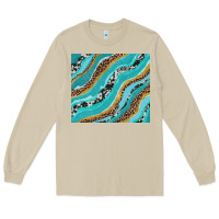 Mushroom turquoise brushstrokes with leopard and cowhide Long Sleeve Tee - RanaPortraitStore