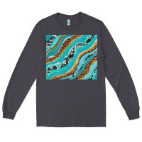 Smoke turquoise brushstrokes with leopard and cowhide Long Sleeve Tee - RanaPortraitStore