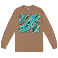 Toasted Coconut turquoise brushstrokes with leopard and cowhide Long Sleeve Tee - RanaPortraitStore