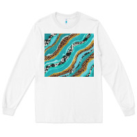White turquoise brushstrokes with leopard and cowhide Long Sleeve Tee - RanaPortraitStore