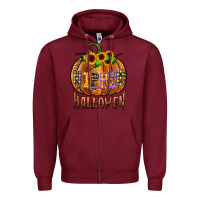 Burgundy hippie halloween Zipper Hoodie - CowhideDigitalArt