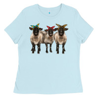 Baby Blue 3 sheeps suffolk ewe with bandana Ladies Tee - BarkalooDesign