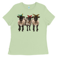 Matcha 3 sheeps suffolk ewe with bandana Ladies Tee - BarkalooDesign