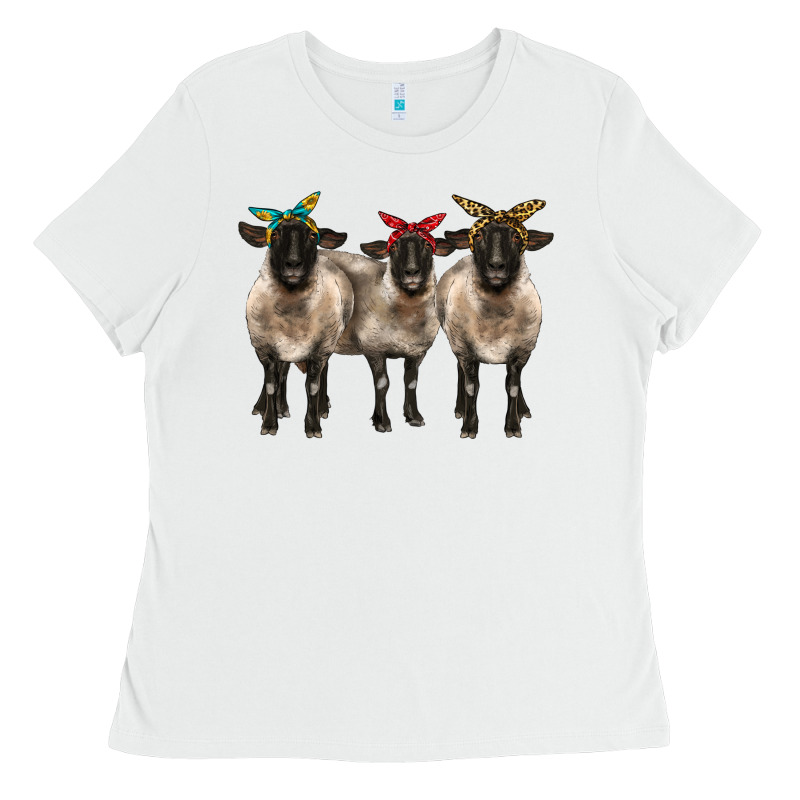 3 Sheeps Suffolk Ewe With Bandana Ladies Tee by BarkalooDesign | Teevron