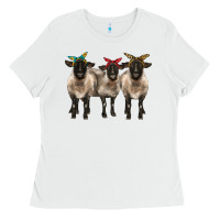 White 3 sheeps suffolk ewe with bandana Ladies Tee - BarkalooDesign