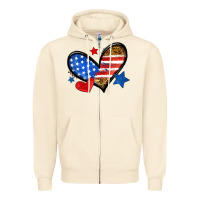 Sandshell American flag heart leopard Zipper Hoodie - Neo Western
