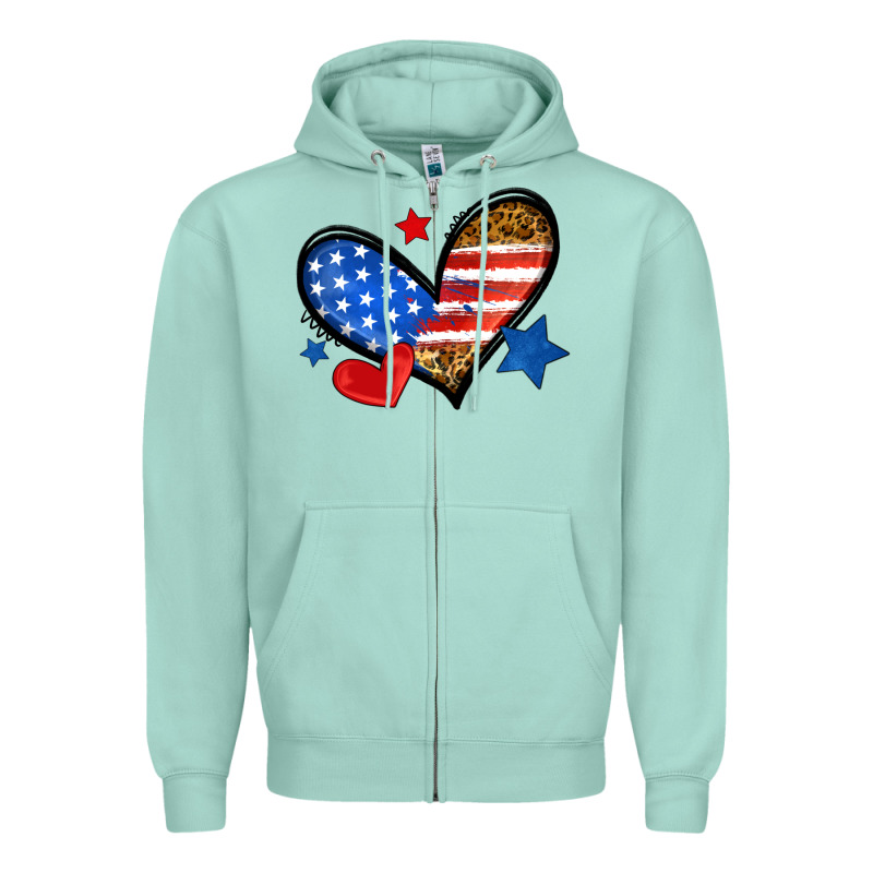 American Flag Heart Leopard Zipper Hoodie by Neo Western | Teevron
