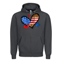 Smoke American flag heart leopard Zipper Hoodie - Neo Western