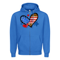 True Royal American flag heart leopard Zipper Hoodie - Neo Western