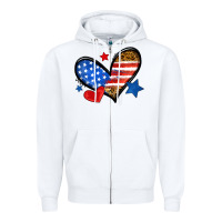 White American flag heart leopard Zipper Hoodie - Neo Western