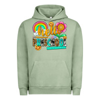 Pigment Oil Green hello preschool Urban Hoodie - NancyCooperArtShop