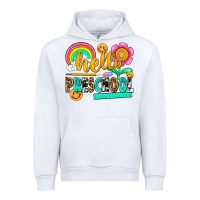 White hello preschool Urban Hoodie - NancyCooperArtShop