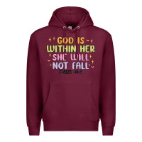Burgundy god is within her she will not fall Premium Hoodie - MaliasSmallBusiness