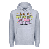 Heather Grey god is within her she will not fall Premium Hoodie - MaliasSmallBusiness