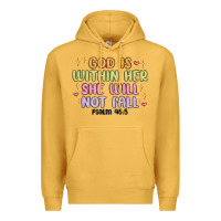 Mustard god is within her she will not fall Premium Hoodie - MaliasSmallBusiness