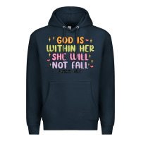 Navy god is within her she will not fall Premium Hoodie - MaliasSmallBusiness
