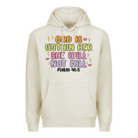 Oatmeal Heather god is within her she will not fall Premium Hoodie - MaliasSmallBusiness